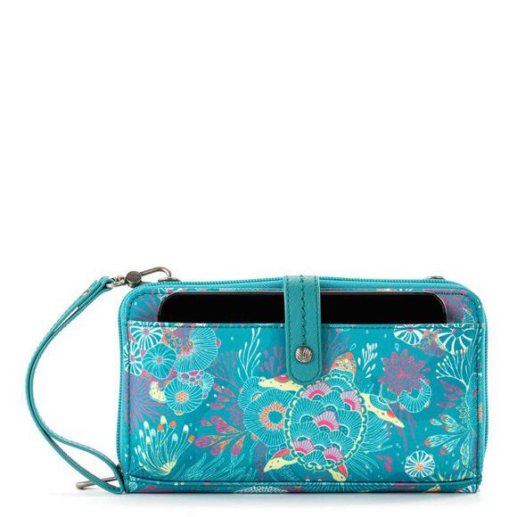 Womens Sakroots Smartphone Wristlet - Deep Teal Seascape - Picture 1 of 4